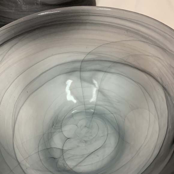 Set of 3 AKCAM Turkish glass BLACK SWIRL frosted soup / cereal bowls - Picture 7 of 9